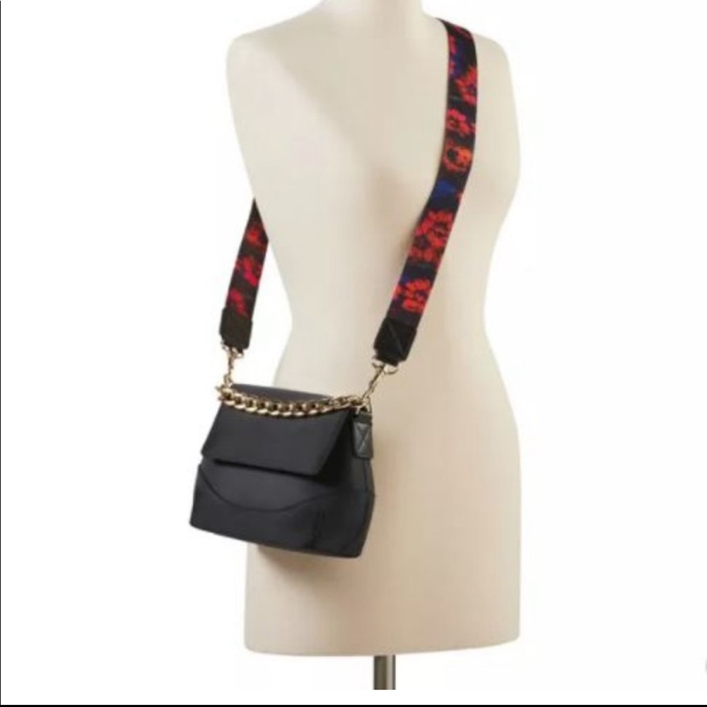 NWOT Rachel Comey Target Black Blue Red Gold Chain Floral Nylon Crossbody Purse - Picture 2 of 4